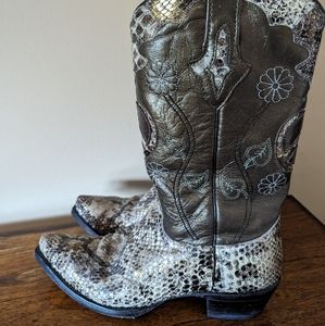 Resistol Ranch Lucchese Boot Python Snake Peace Metallic Cowgirl Leather - 8